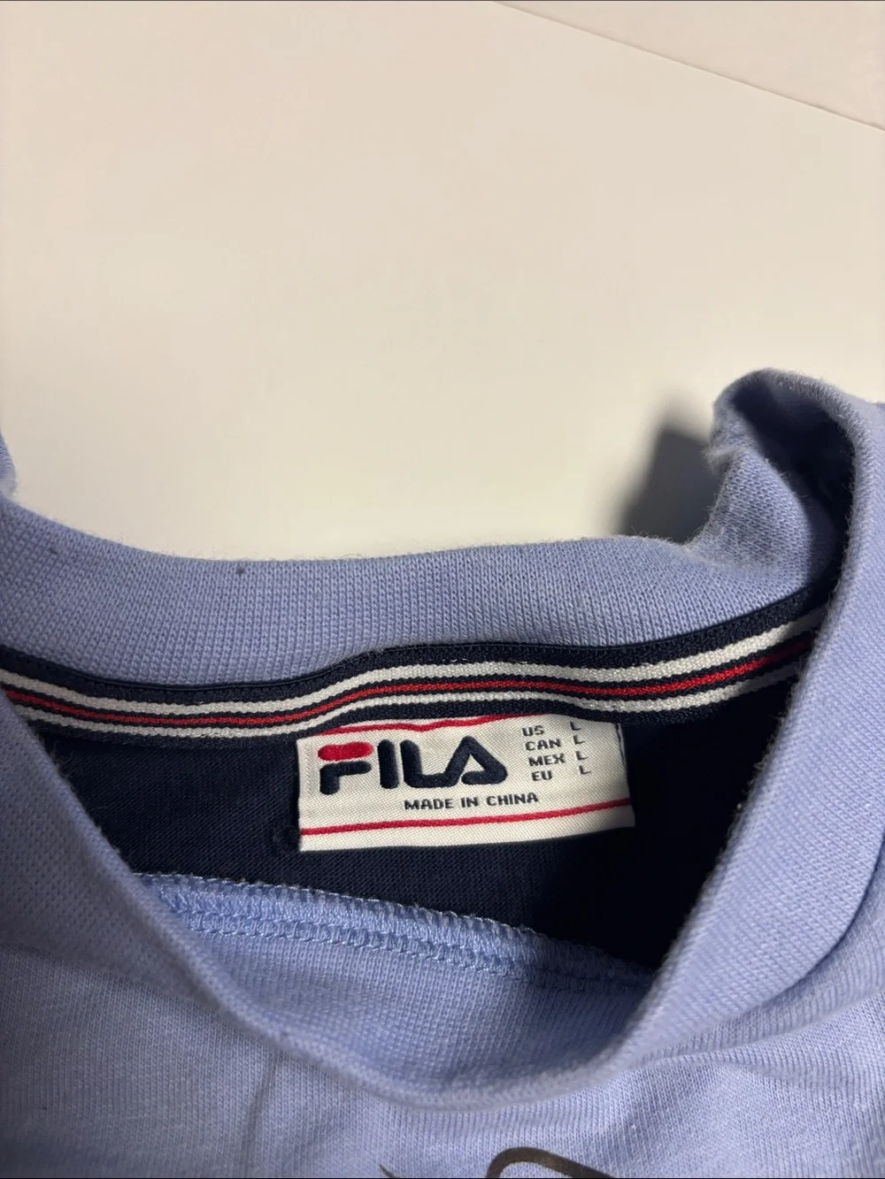 Y2K Fila Light Blue/ Navy 2 toned Crewneck Sweatshirt with Navy Trim